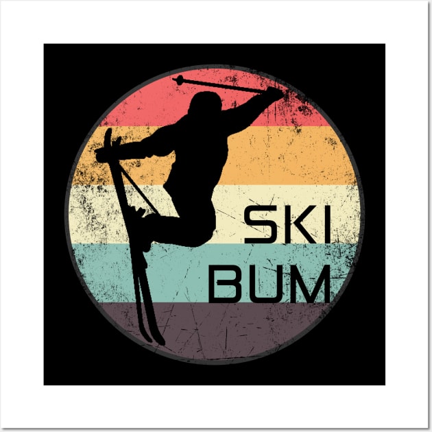 Classic Ski Bum | Skier Tail Grab Silhouette Wall Art by jpmariano